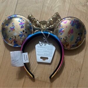 Disneyland 70th anniversary gold rainbow lounge fly ear Headband Minnie Ears